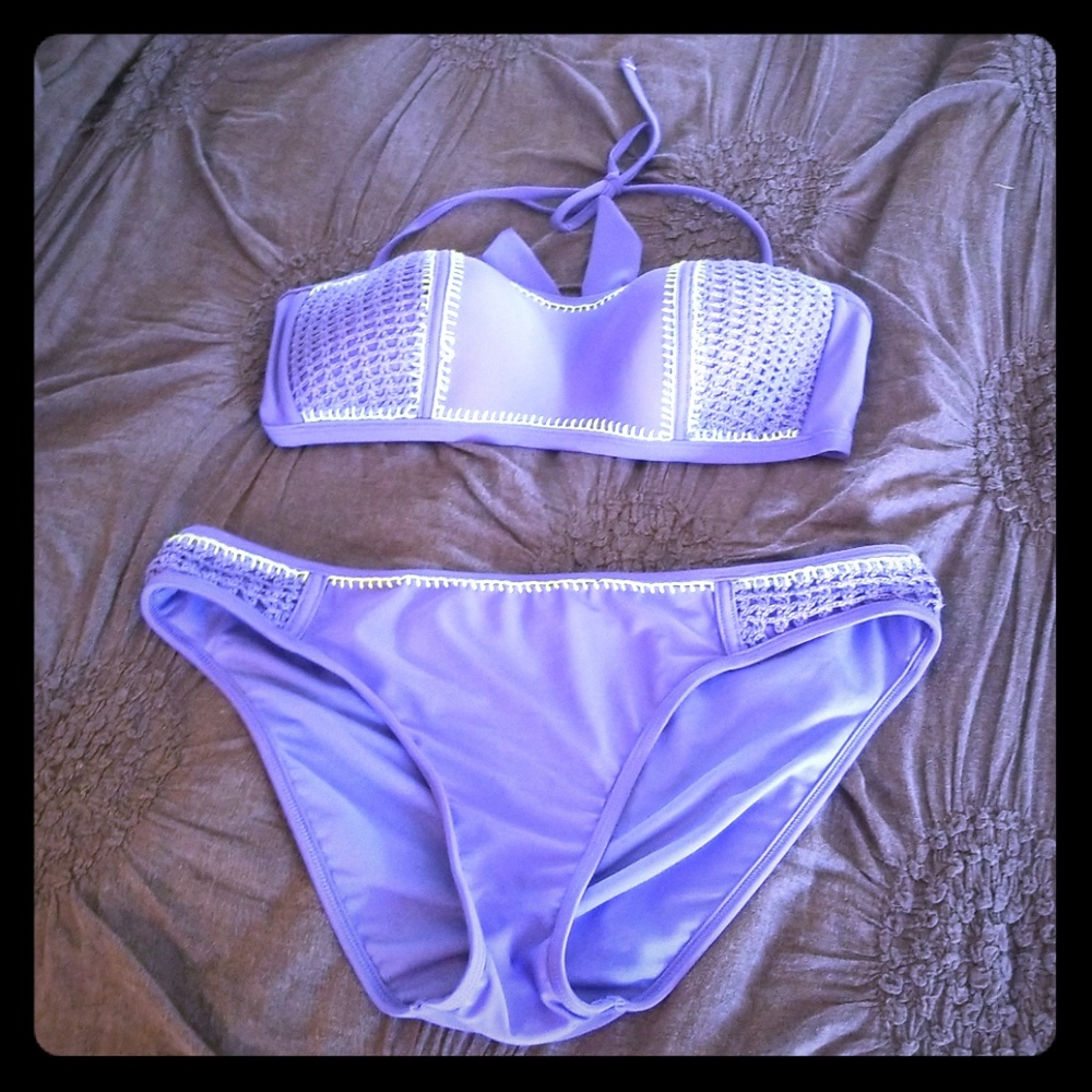 New Xhiliration brand 2 pc Bikini crochet accents